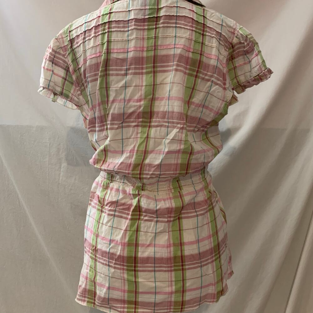 Vanity Y2K Plaid Ruffle Button-Up Top - Picture 4 of 5